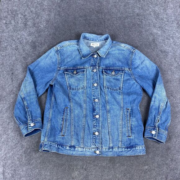 Madewell Jacket Womens Large Blue Denim Oversized Jean Trucker Y2K Button Up - Picture 3 of 13